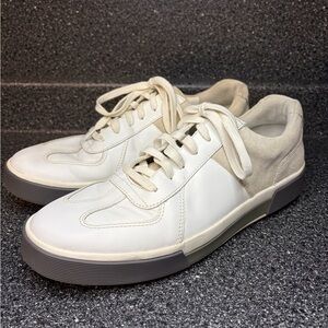 Vince Men's White Leather & Cream Suede Low-Top Sneakers